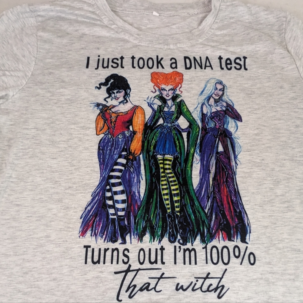 Hocus Pocus Witches Graphic Movie Grey Color Blouse Tee Large